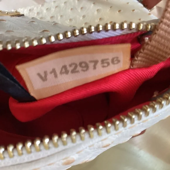 Dooney & Bourke Bone/White Ostrich Leather Dome Satchel Bag Purse Crossbody - Picture 15 of 16